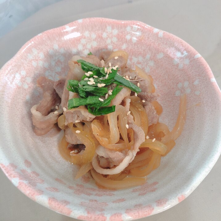 レンジで豚コマと玉ねぎ甘辛煮 豚丼にも